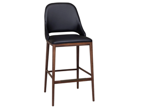 MALVA ÉLITE - High stool in leather and walnut base _ Tonin Casa